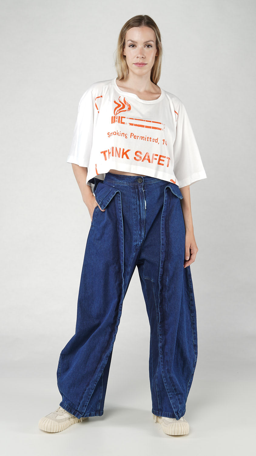 Rundholz Dip - High Waist Panel Denim Trouser