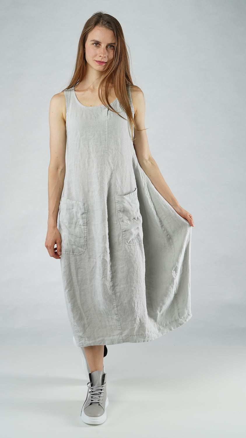 Rundholz Black Label - Grey Linen Tank Dress Circles Champaign Rundholz Black Label - Grey Linen Tank Dress Circles Champaign