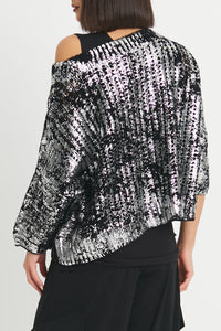 Planet - Metallic Crochet Sweater Black/Silver