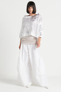 Planet - Metallic Crochet Sweater White/Silver