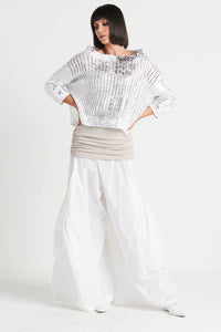 Planet - Metallic Crochet Sweater White/Silver