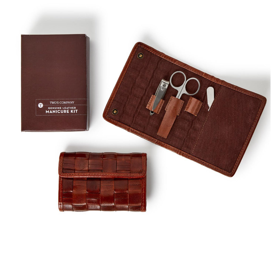 Two's Company - Woven Leather Manicure Set