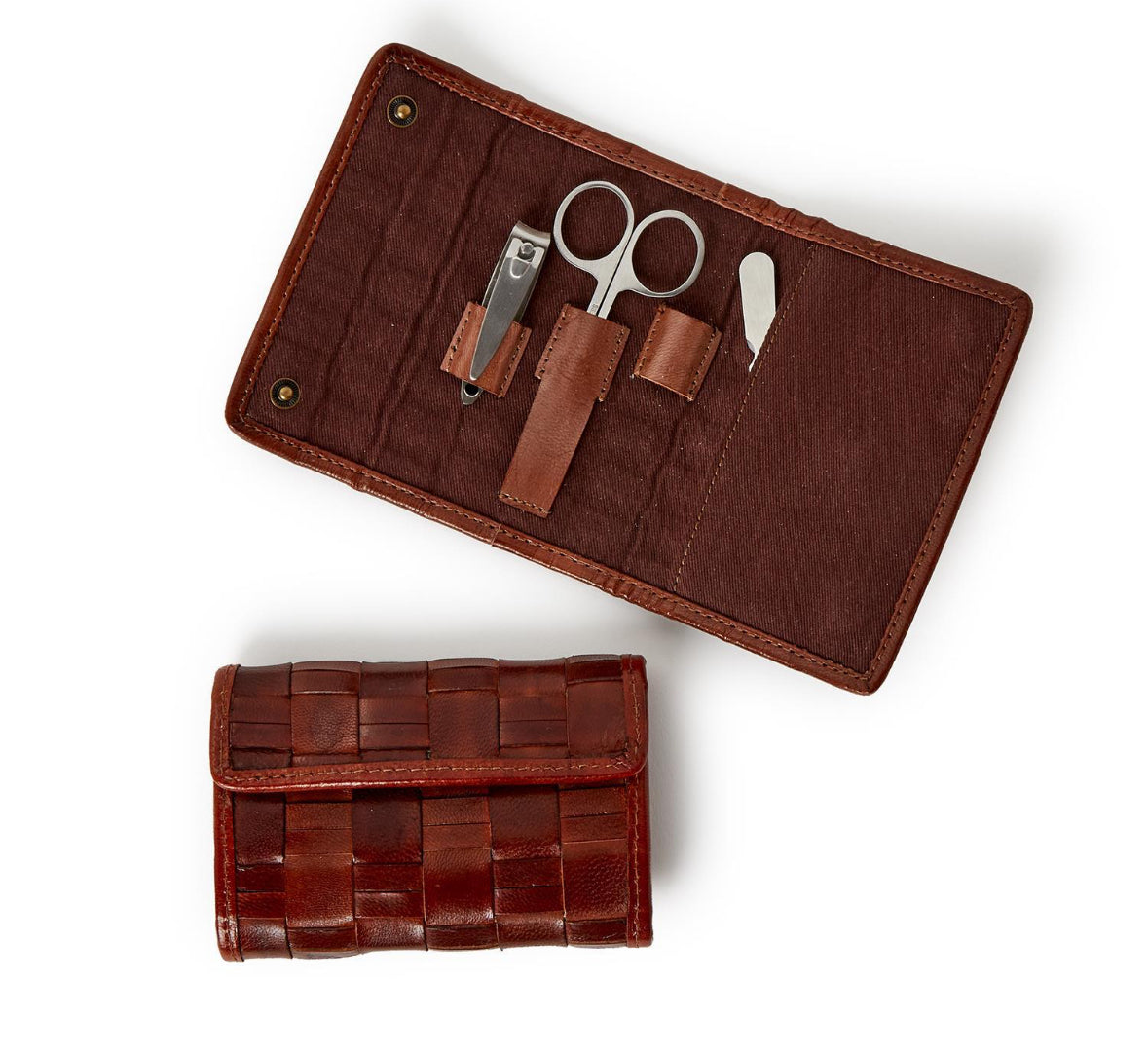 Two's Company - Woven Leather Manicure Set
