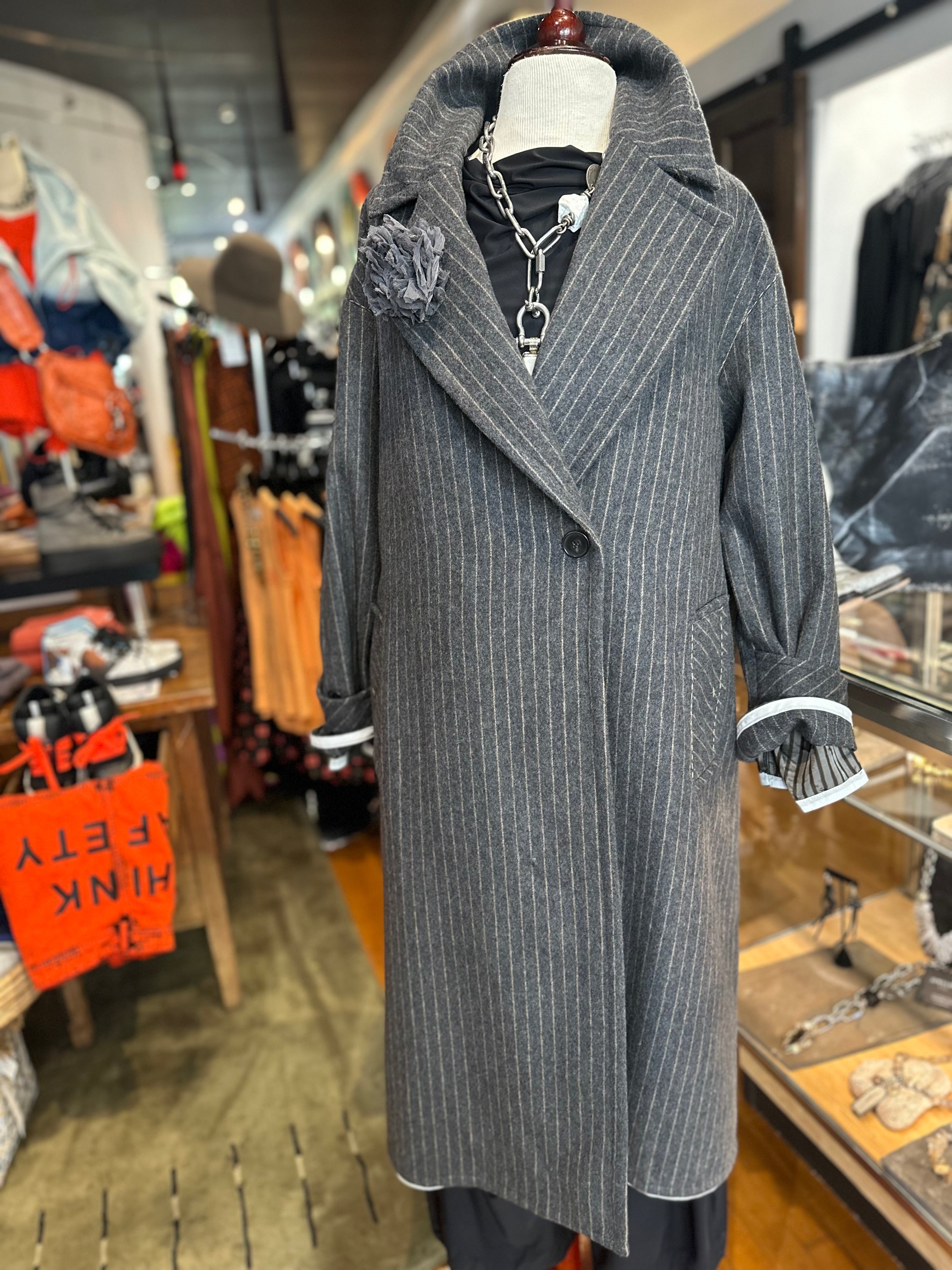 Umit Unal - Long Wool Stripe Coat A53