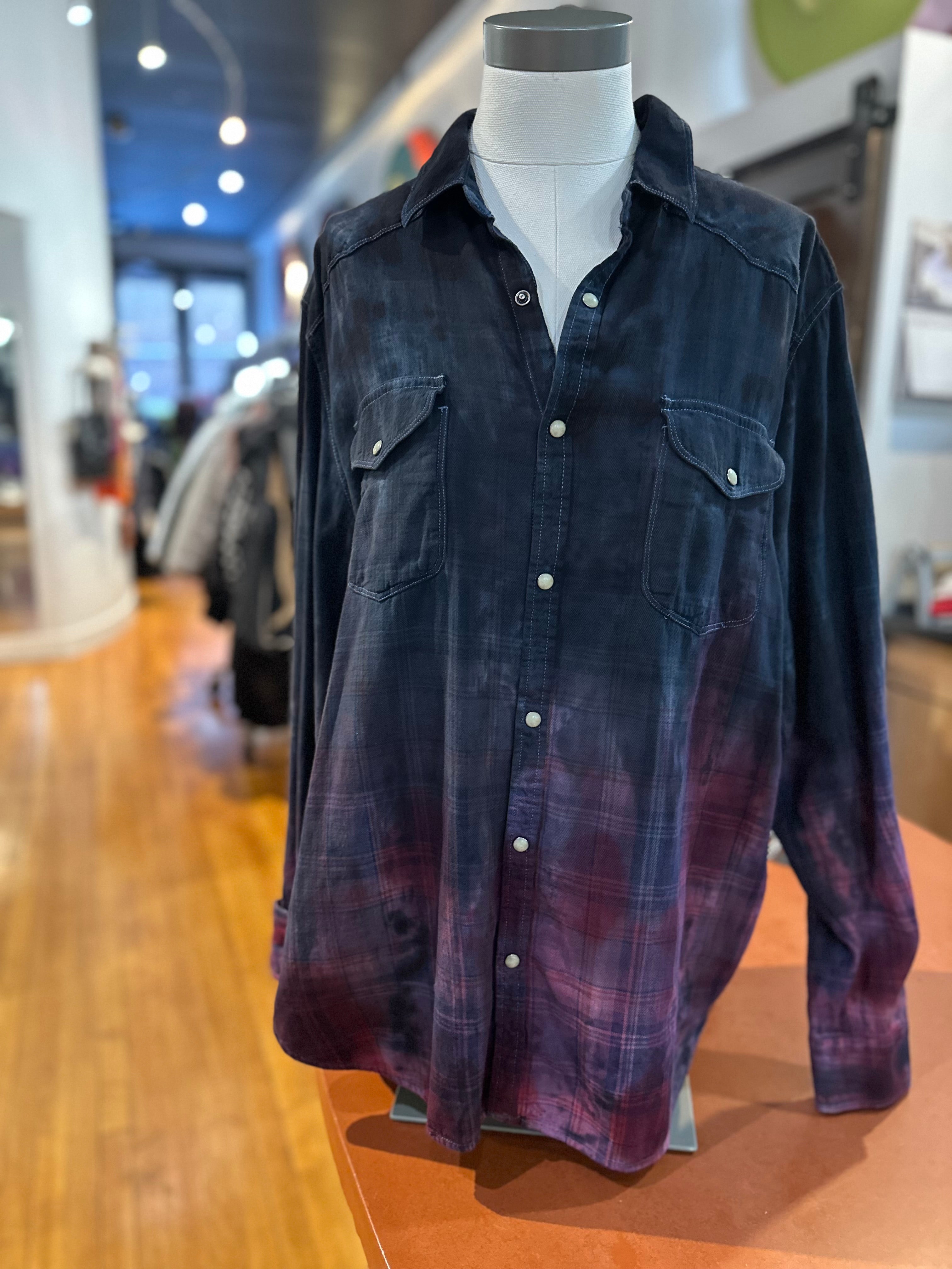 Galadriel Mattei - Steel Ruby Flannel Western Shirt