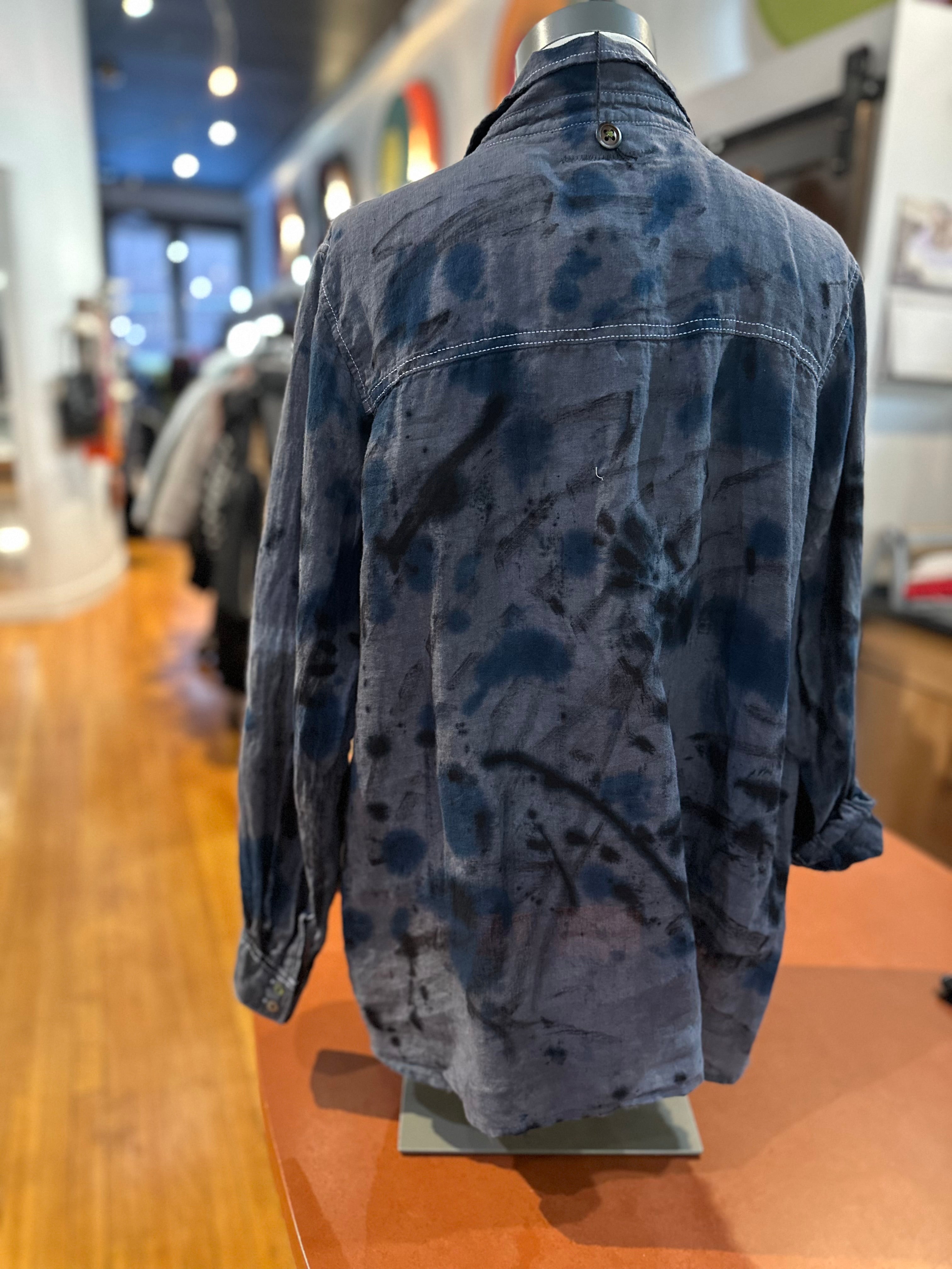 Galadriel Mattei - Mottled Blues Linen Shirt