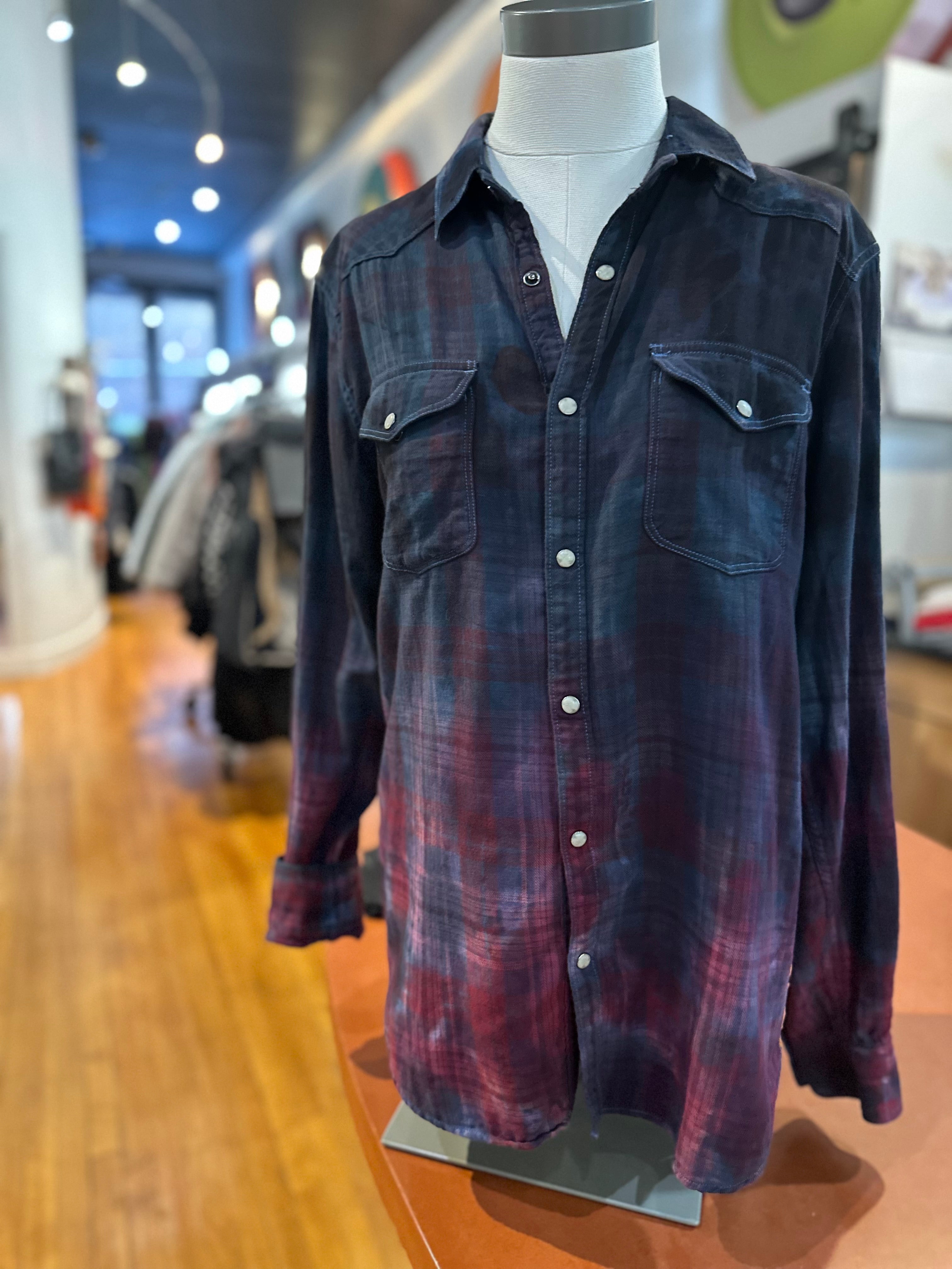 Galadriel Mattei - Steel Ruby Flannel Western Shirt