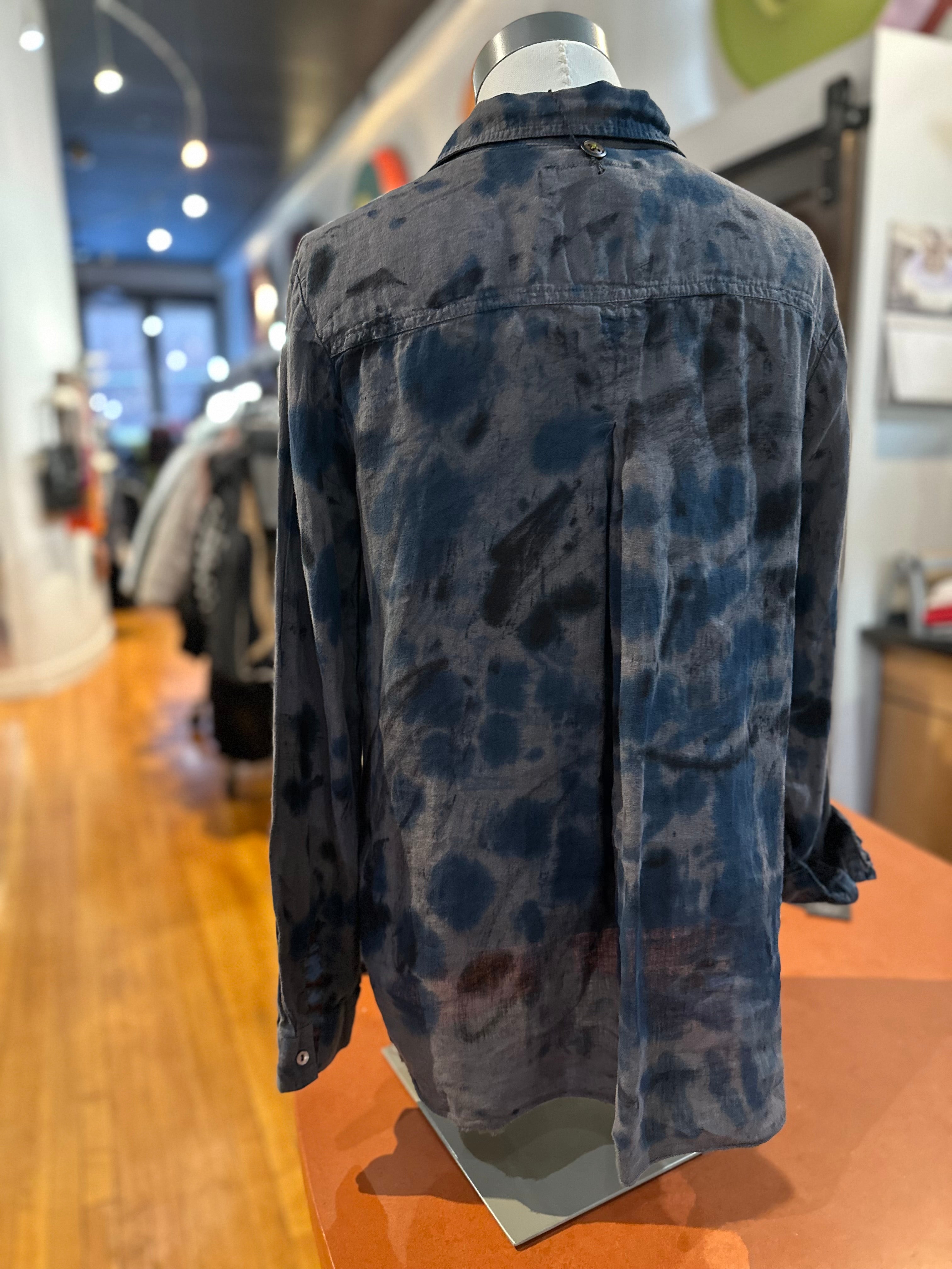 Galadriel Mattei - Mottled Blues Linen Shirt