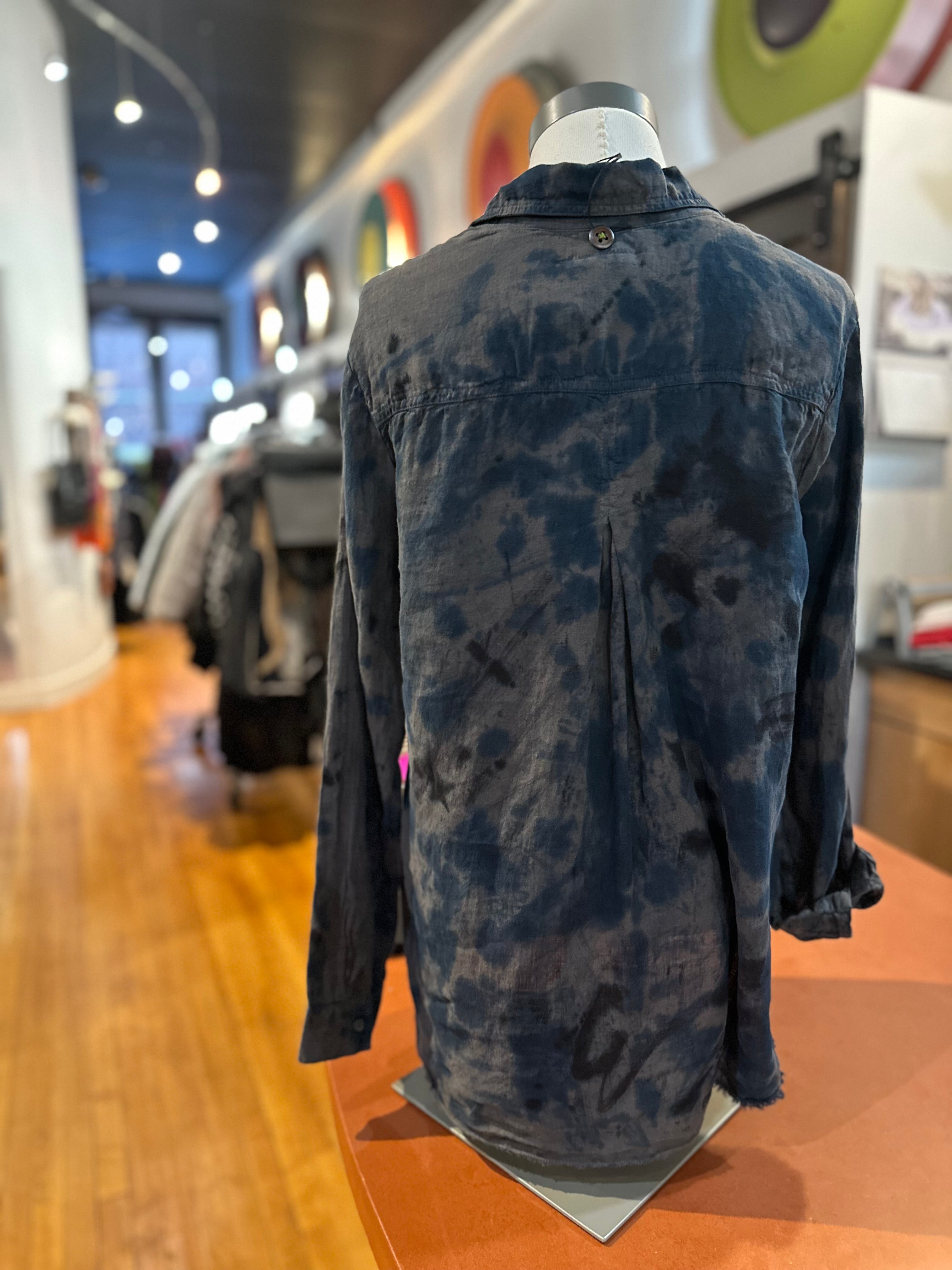 Galadriel Mattei - Mottled Blues Linen Shirt