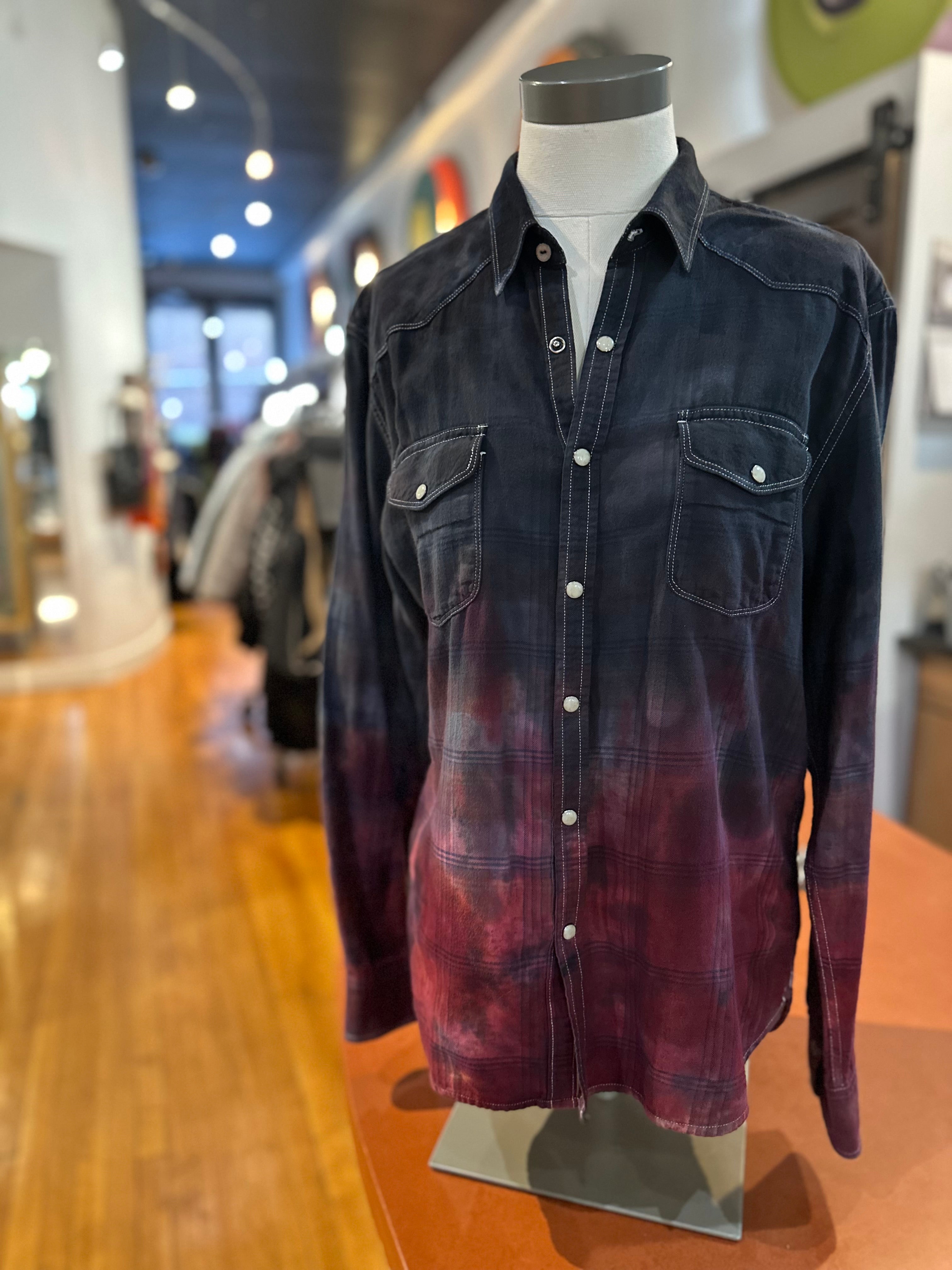 Galadriel Mattei - Steel Ruby Flannel Western Shirt