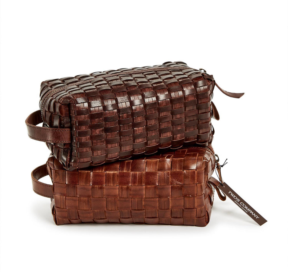 Two's Company - Woven Leather Dopp Kit