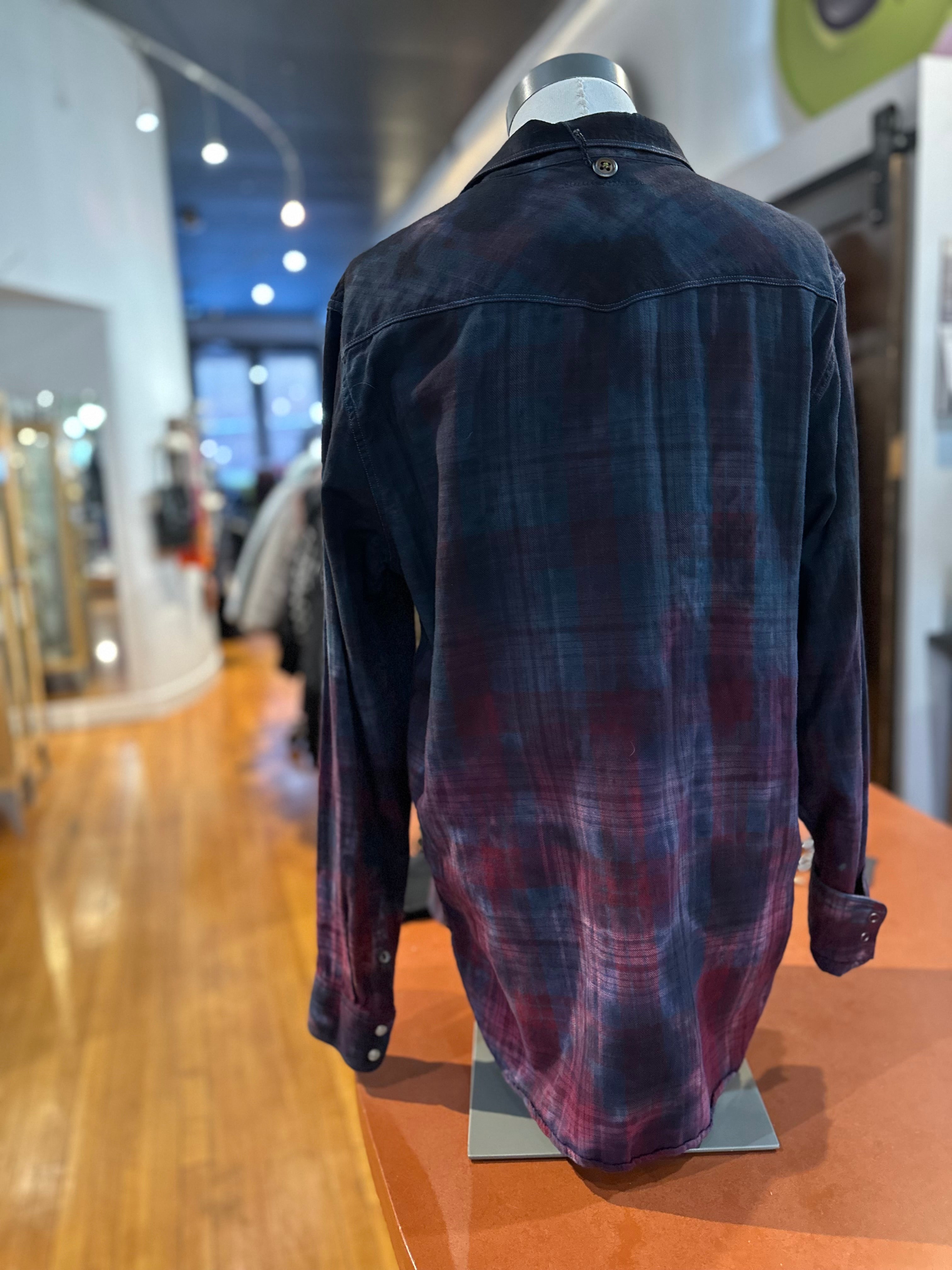 Galadriel Mattei - Steel Ruby Flannel Western Shirt