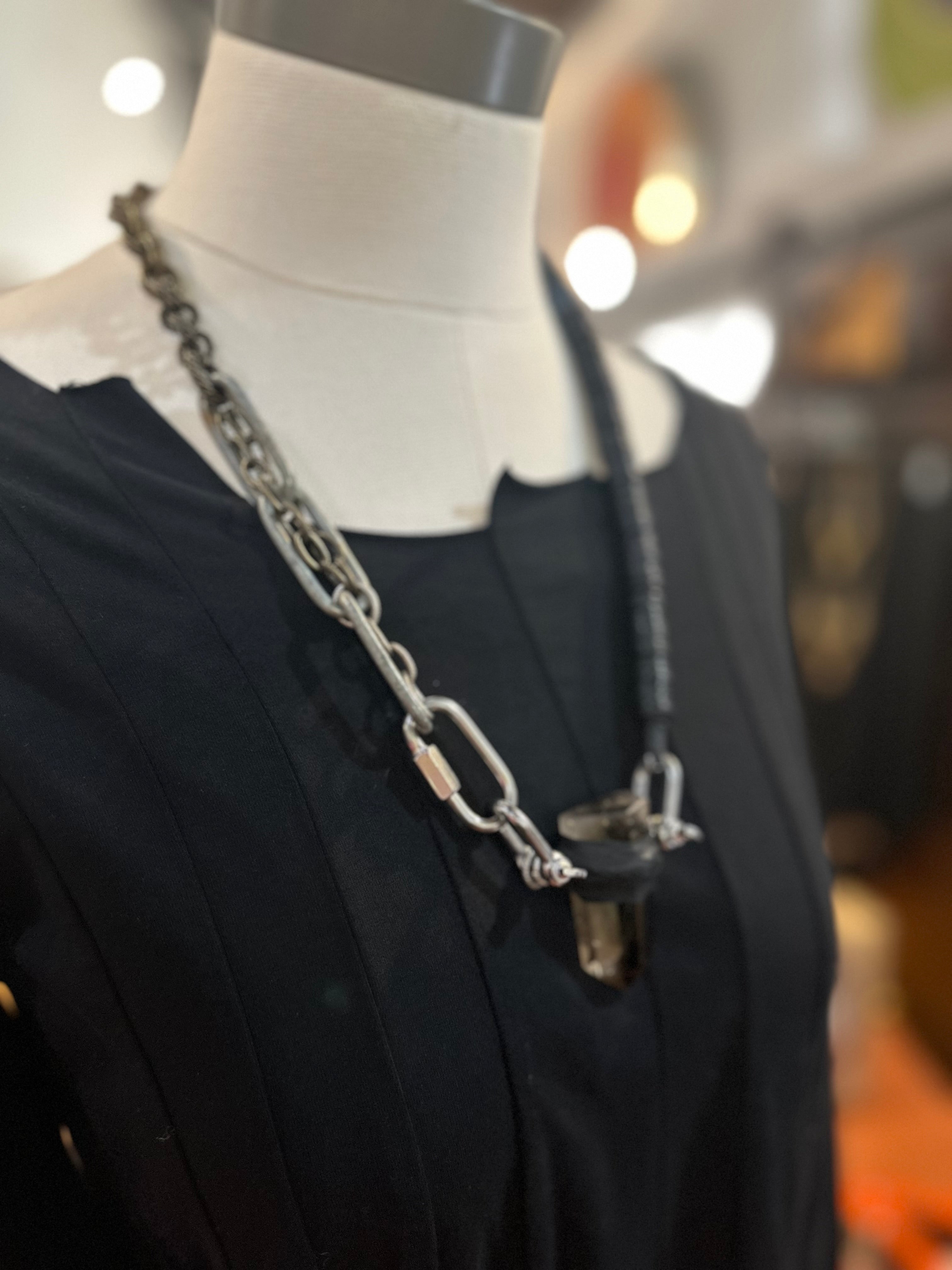 Mya Lambrecht - Leather Wrapped Smokey Quartz Necklace