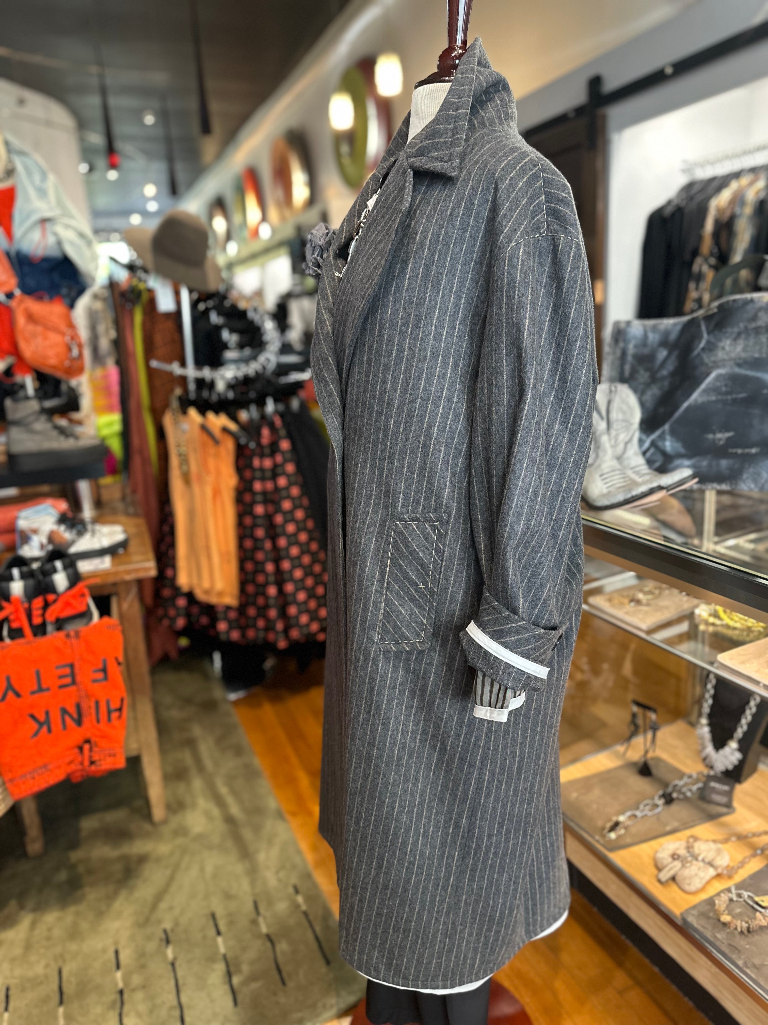 Umit Unal - Long Wool Stripe Coat A53