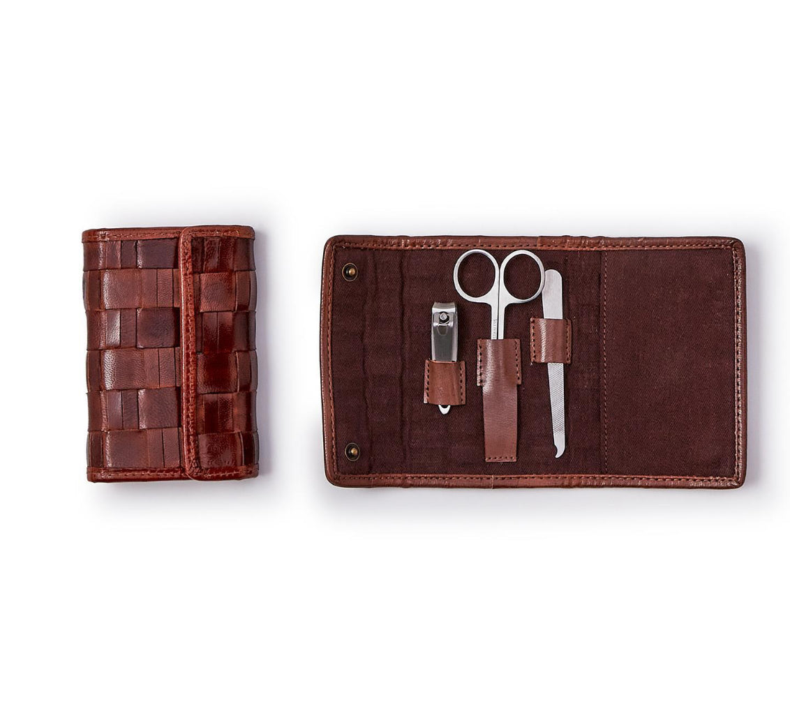 Two's Company - Woven Leather Manicure Set