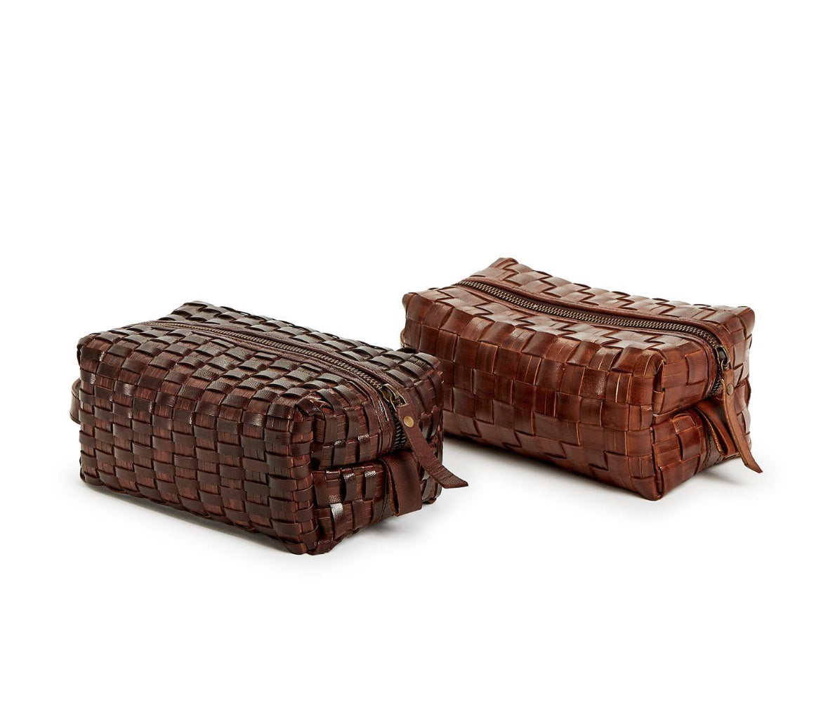 Two's Company - Woven Leather Dopp Kit