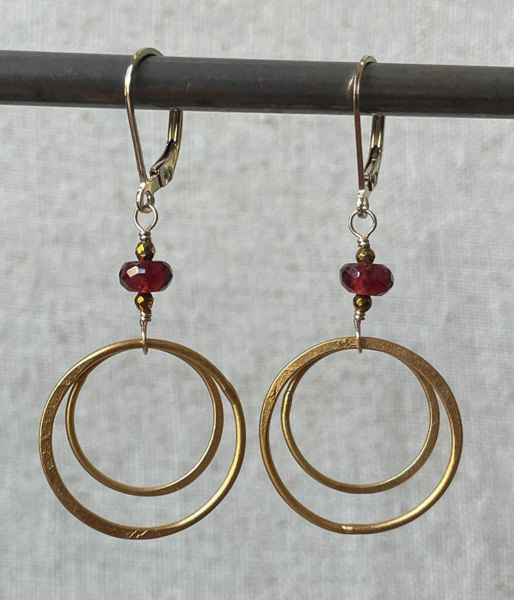 Deana Rose Jewelry - Double Circle Garnet Earring