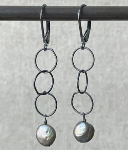 Deana Rose Jewelry - Reflective Pewter Pearl Drops