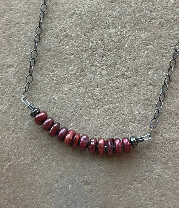 Deana Rose Jewelry - Garnet Pearl Bar Necklace