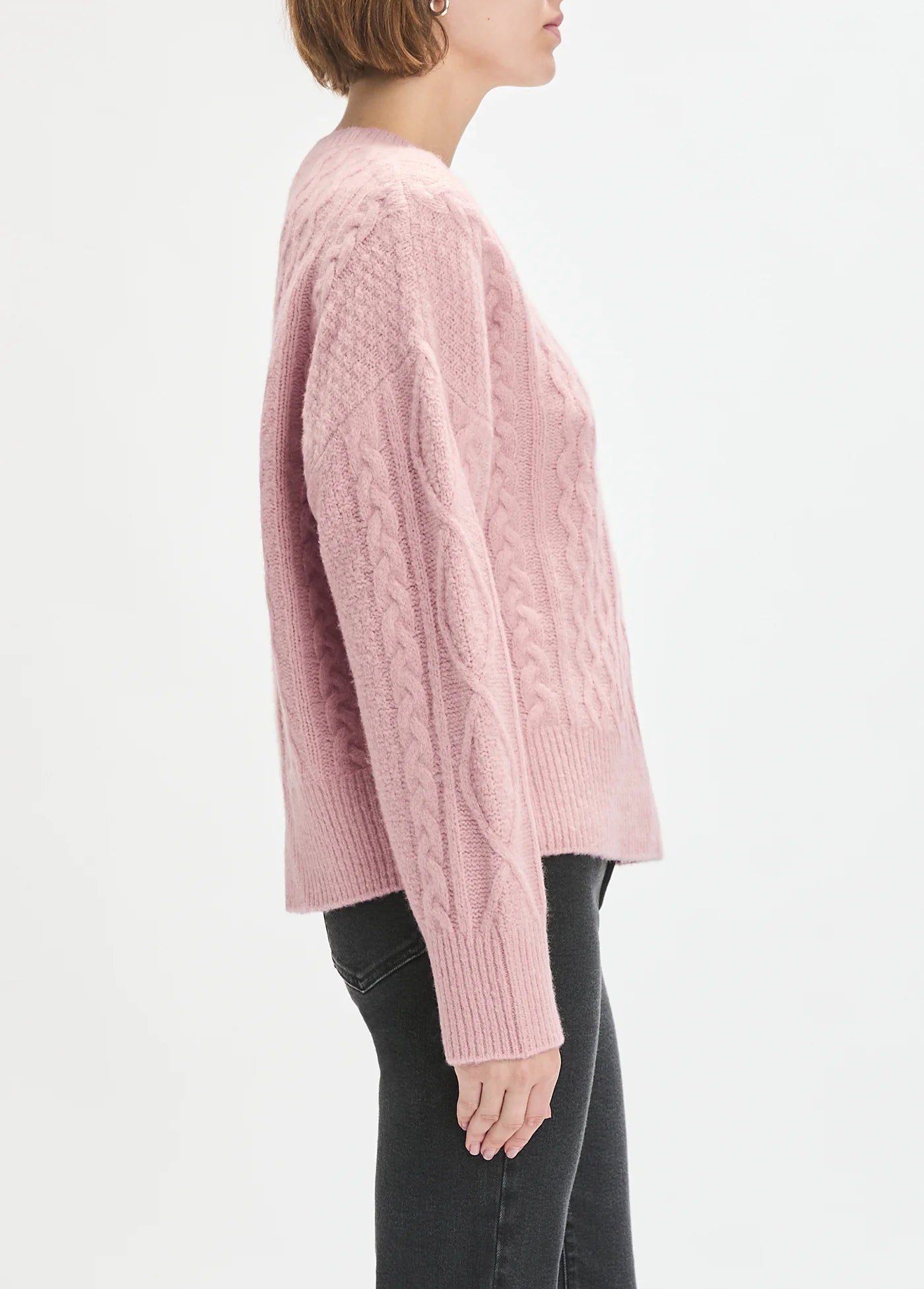 Favorite Daughter - Oversized Cable Sweater Rose