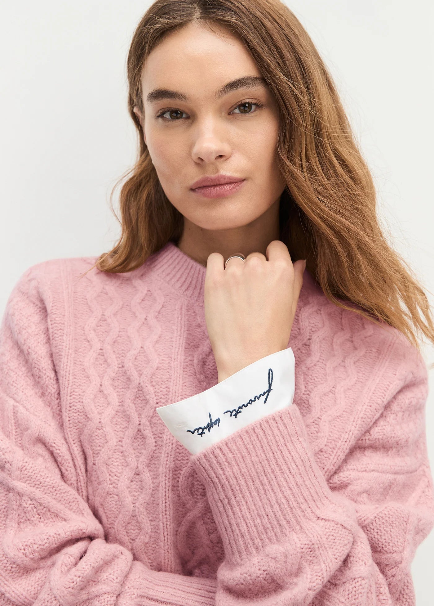Favorite Daughter - Oversized Cable Sweater Rose