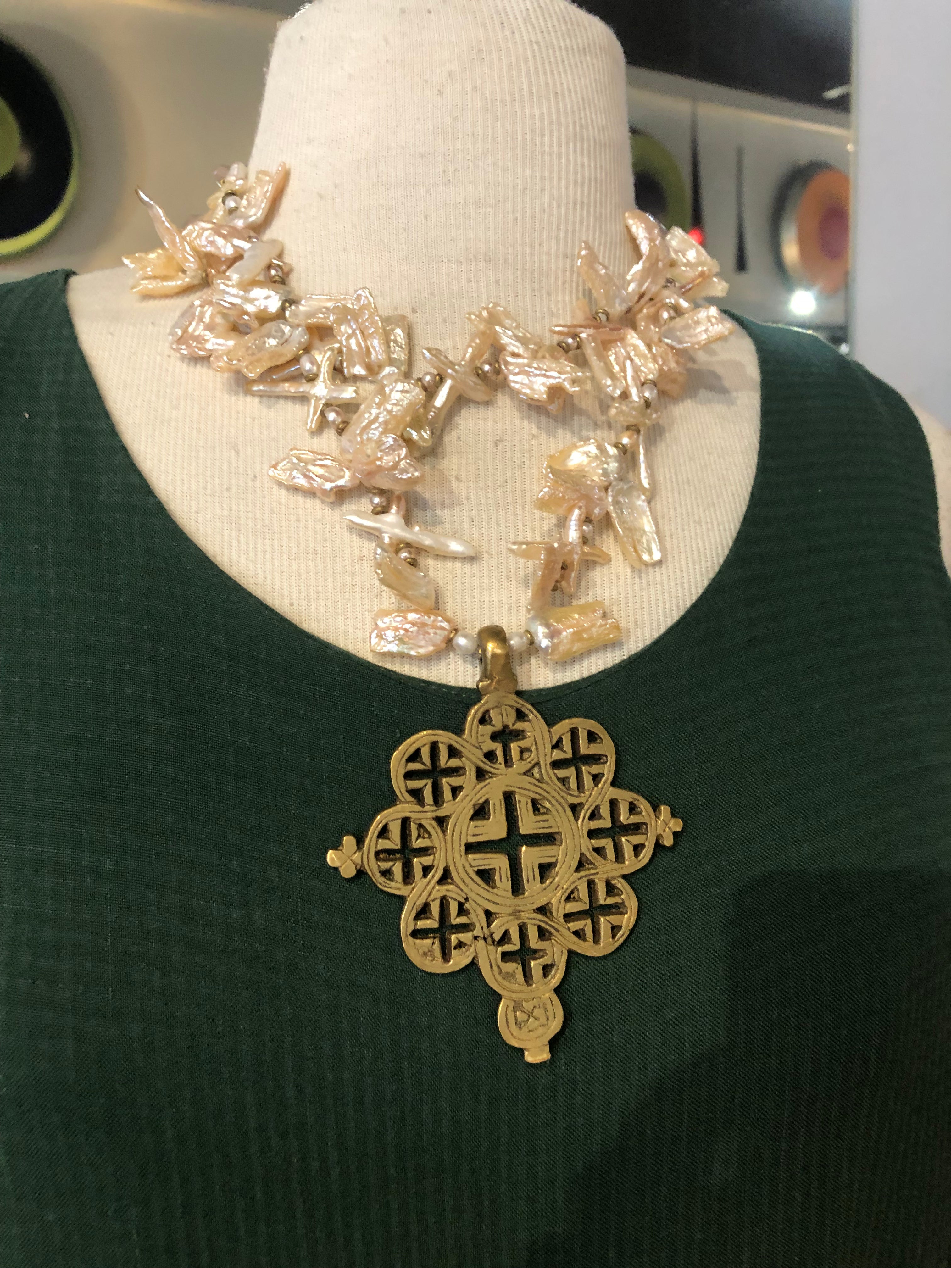 Mya Lambrecht - Pearl Cross Necklace